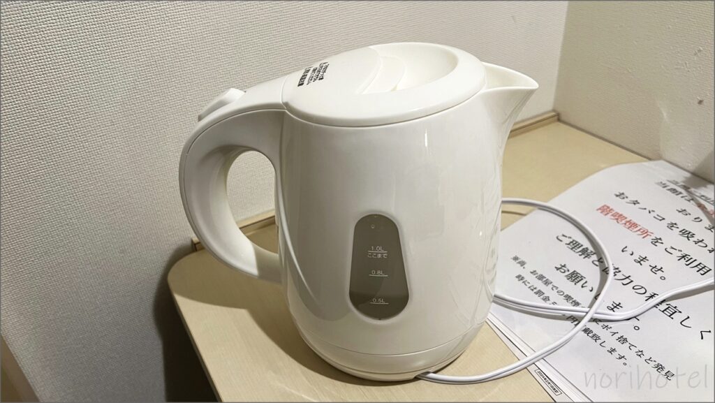 スーパーホテル秋葉原・末広町の電気ケトルは「ドリテック 電気ケトル 「プロム」 1L PO-160」【スタンダードルーム･宿泊レビュー･口コミ･感想･評価】